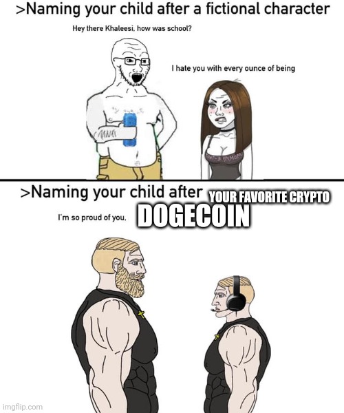 #cryptomemes | YOUR FAVORITE CRYPTO; DOGECOIN | image tagged in naming your child after | made w/ Imgflip meme maker