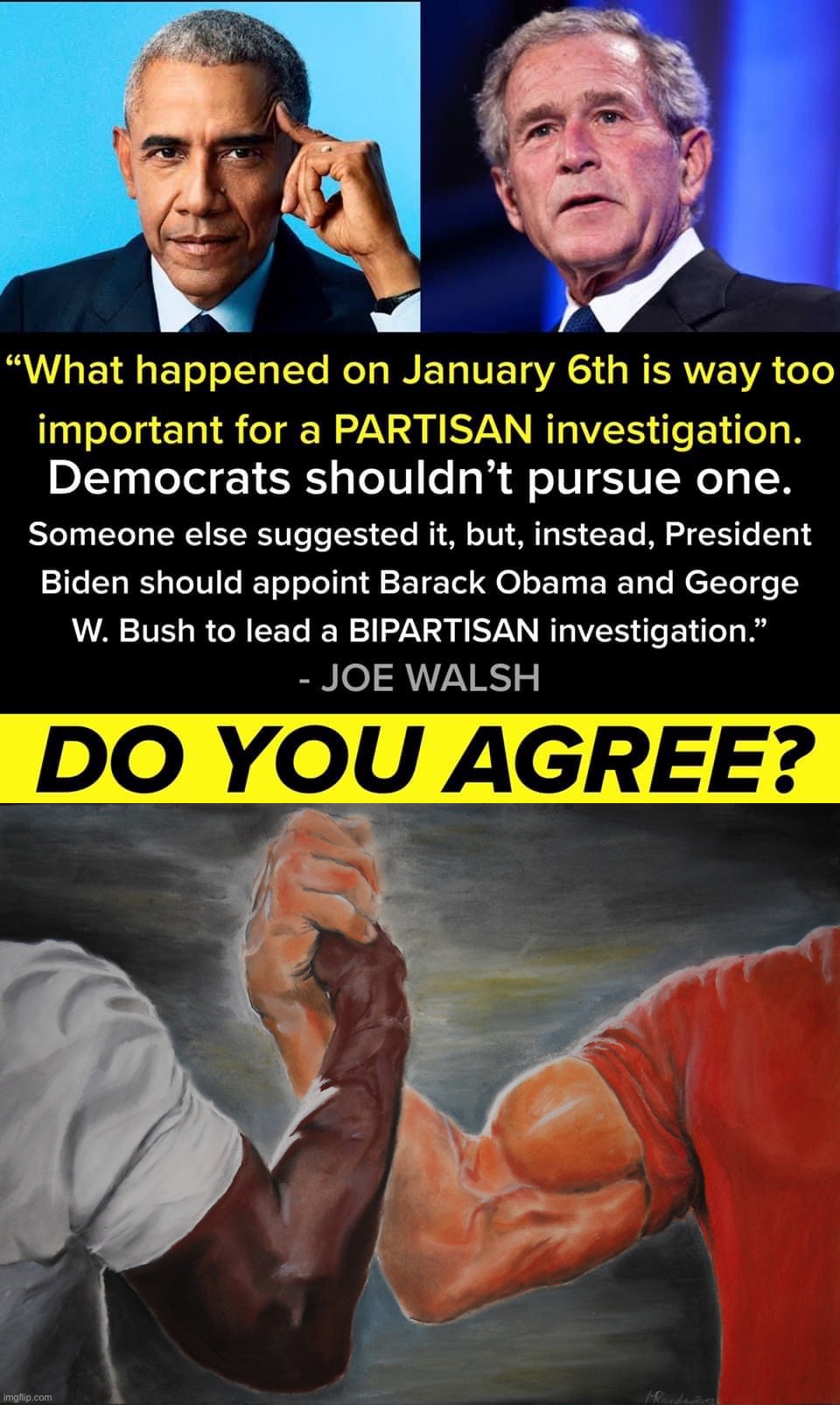 image tagged in jan 6 bipartisan investigation,memes,epic handshake | made w/ Imgflip meme maker