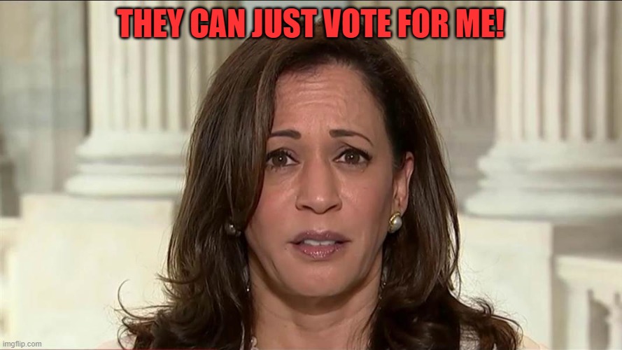 kamala harris | THEY CAN JUST VOTE FOR ME! | image tagged in kamala harris | made w/ Imgflip meme maker