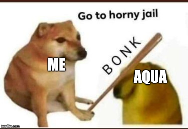 Go to horny jail | AQUA ME | image tagged in go to horny jail | made w/ Imgflip meme maker
