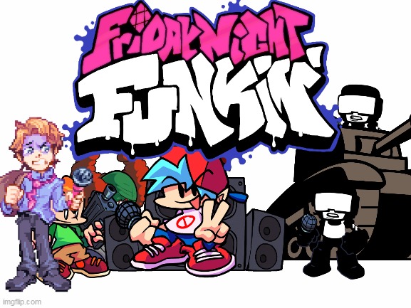 FNF Remastered. | image tagged in fnf,senpai,tankman,tiky,boyfriend,tankmen | made w/ Imgflip meme maker