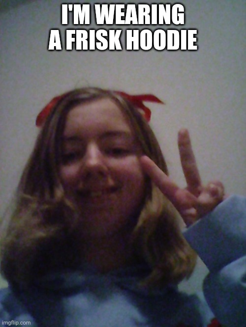 I'M WEARING A FRISK HOODIE | image tagged in undertale,frisk undertale,hoodie | made w/ Imgflip meme maker