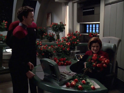 High Quality Q Junior Gives Janeway Flowers Blank Meme Template