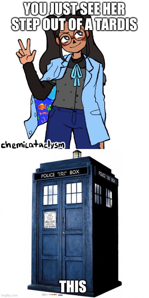 Rp with Kaelyn | YOU JUST SEE HER STEP OUT OF A TARDIS; THIS | image tagged in tardis,wwyd,rp,doctor who,kaelyn,rilyn | made w/ Imgflip meme maker