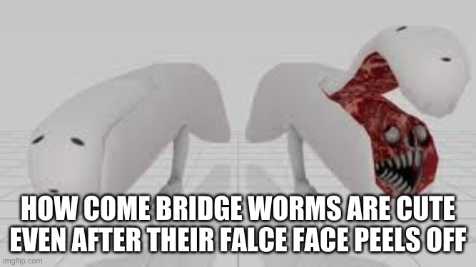worm | HOW COME BRIDGE WORMS ARE CUTE EVEN AFTER THEIR FALCE FACE PEELS OFF | image tagged in worm | made w/ Imgflip meme maker