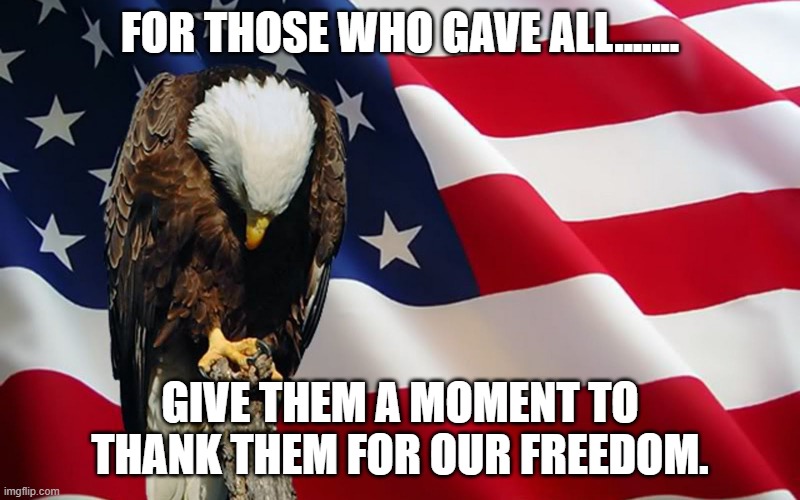 For those who gave all | FOR THOSE WHO GAVE ALL....... GIVE THEM A MOMENT TO THANK THEM FOR OUR FREEDOM. | image tagged in last memorial day | made w/ Imgflip meme maker