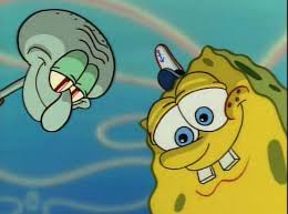 Spongebob and Squidward Looking Down Blank Meme Template