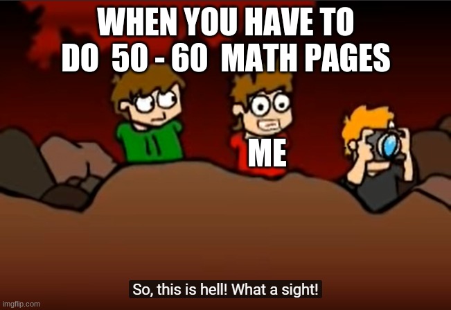 So this is Hell | WHEN YOU HAVE TO DO  50 - 60  MATH PAGES; ME | image tagged in so this is hell | made w/ Imgflip meme maker