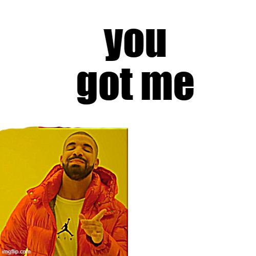 Drake Hotline Bling Meme | you got me | image tagged in memes,drake hotline bling | made w/ Imgflip meme maker