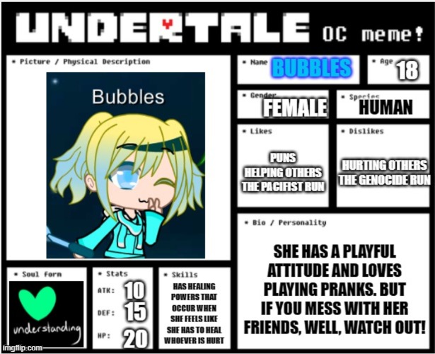 Bubbles (Undertale AU OC) | made w/ Imgflip meme maker