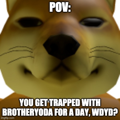 a | POV:; YOU GET TRAPPED WITH BROTHERYODA FOR A DAY, WDYD? | made w/ Imgflip meme maker