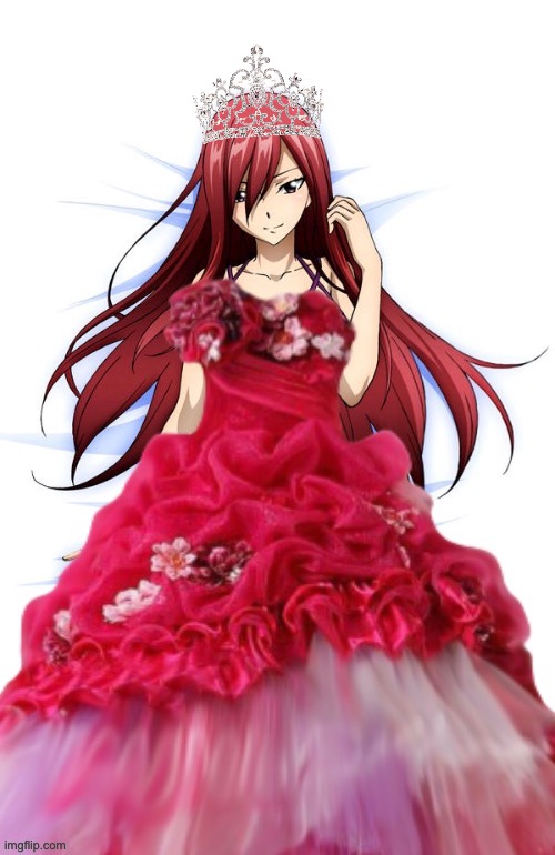 Miss Fairy Tail Erza Scarlet Gown | image tagged in fairy tail,erza scarlet,crown,pageant,prom,miss fairy tail | made w/ Imgflip meme maker