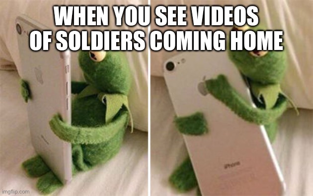 ????Remember those who paid the ultimate sacrifice ???? | WHEN YOU SEE VIDEOS OF SOLDIERS COMING HOME | image tagged in kermit hugging phone | made w/ Imgflip meme maker