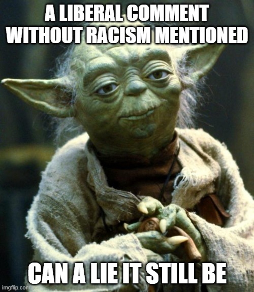 Star Wars Yoda Meme | A LIBERAL COMMENT WITHOUT RACISM MENTIONED; CAN A LIE IT STILL BE | image tagged in memes,star wars yoda | made w/ Imgflip meme maker