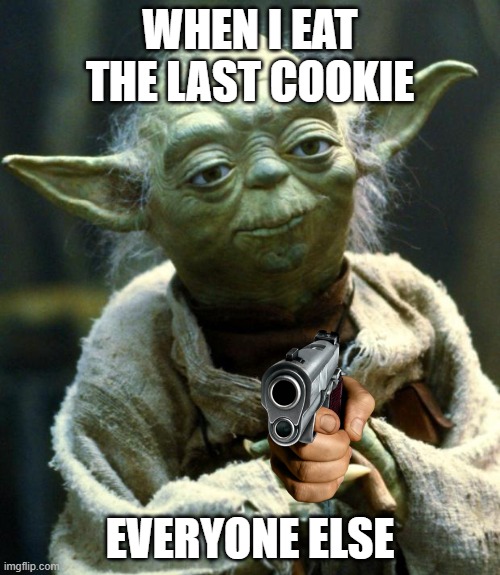 Star Wars Yoda Meme | WHEN I EAT THE LAST COOKIE; EVERYONE ELSE | image tagged in memes,star wars yoda | made w/ Imgflip meme maker