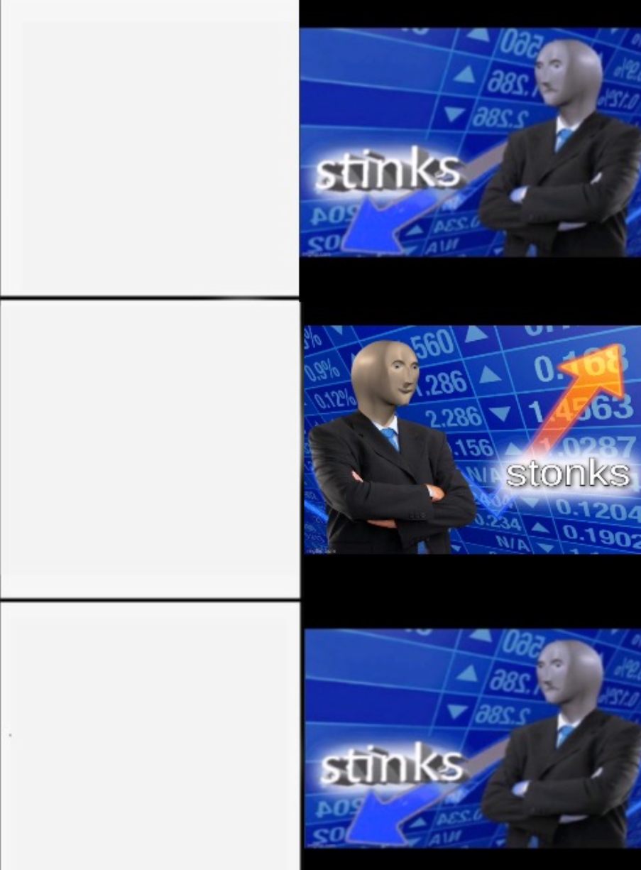 Stonks vs Stinks (reversed) Blank Meme Template