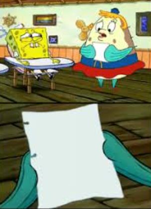 Mrs. Puff looks at note Blank Meme Template