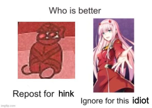 who is better | hink; idiot | image tagged in who is better | made w/ Imgflip meme maker