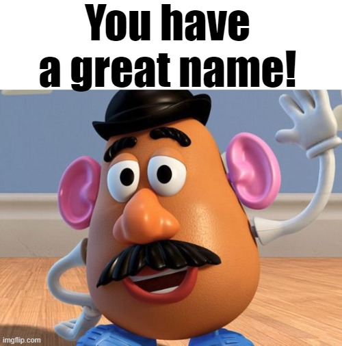Mr Potato Head | You have a great name! | image tagged in mr potato head | made w/ Imgflip meme maker