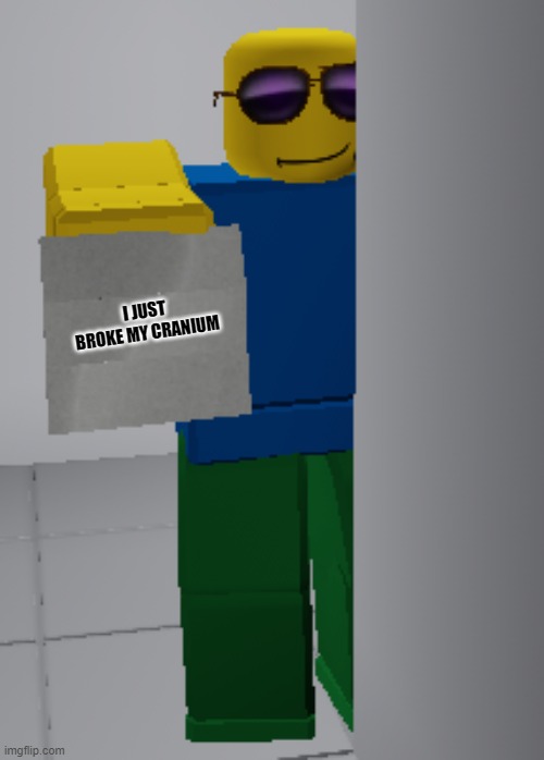 Certified nerd | I JUST BROKE MY CRANIUM | image tagged in roblox | made w/ Imgflip meme maker