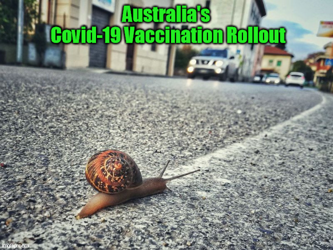 Australia's Slooow Vaccination Rollout | Australia's 
Covid-19 Vaccination Rollout | image tagged in slowvacination | made w/ Imgflip meme maker