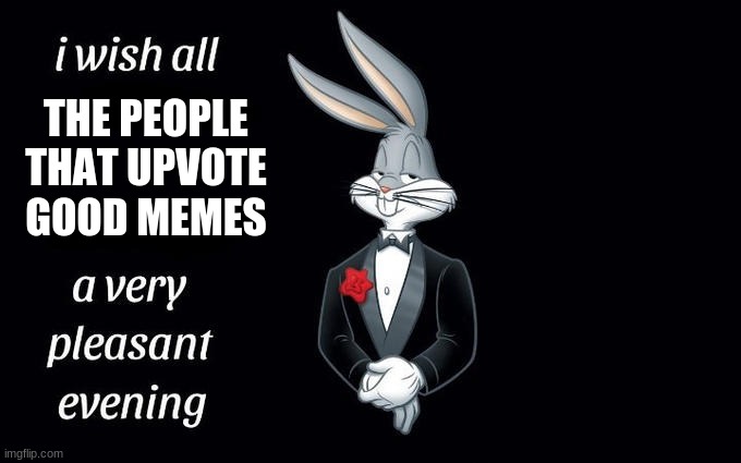 to the good people out there ;) | THE PEOPLE THAT UPVOTE GOOD MEMES | image tagged in i wish all the x a very pleasant evening | made w/ Imgflip meme maker