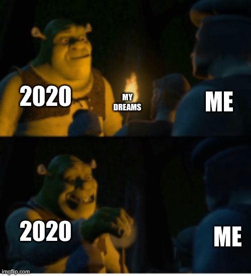 2020 | ME; MY DREAMS; 2020; 2020; ME | image tagged in shrek,2020 | made w/ Imgflip meme maker