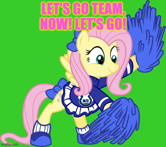 Fluttershy tries out for Colts Cheerleadering! | LET'S GO TEAM, NOW! LET'S GO! | image tagged in my little pony,fluttershy,nfl football,colts,cheerleader,sports | made w/ Imgflip meme maker