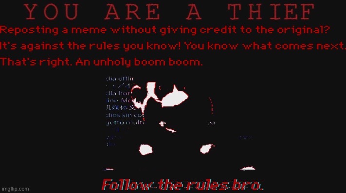 New template for when you see a repost | image tagged in you are a thief | made w/ Imgflip meme maker