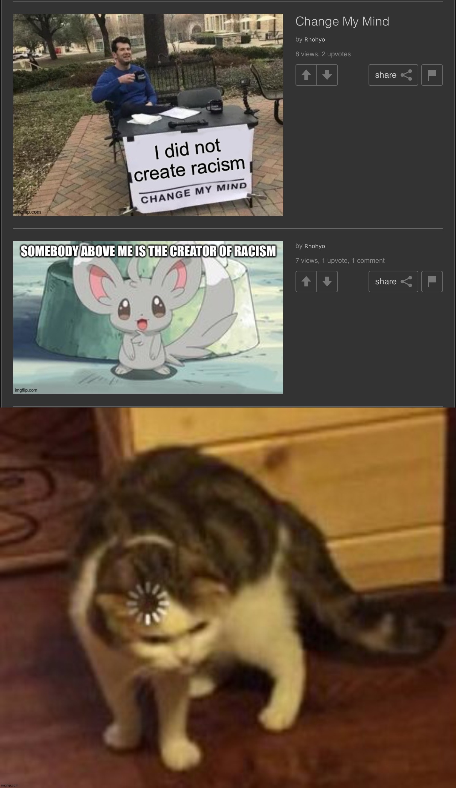 I'm sorry... Who created racism? | image tagged in loading cat | made w/ Imgflip meme maker