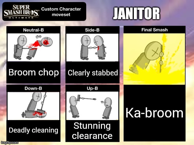 I made a move set for the MDC janitor. | made w/ Imgflip meme maker