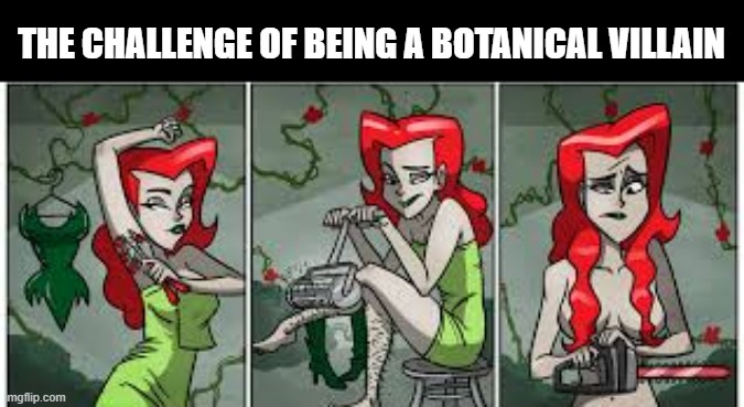 Sometimes, Powers Has Drawbacks | THE CHALLENGE OF BEING A BOTANICAL VILLAIN | image tagged in poison ivy | made w/ Imgflip meme maker