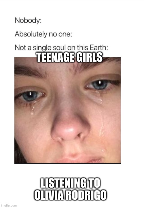 Thats deep | TEENAGE GIRLS; LISTENING TO OLIVIA RODRIGO | image tagged in shitpost | made w/ Imgflip meme maker