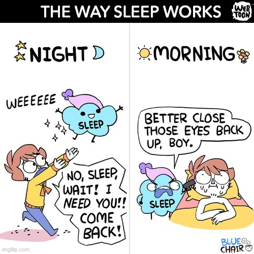 the way sleep works | image tagged in comics/cartoons,true,sleep | made w/ Imgflip meme maker