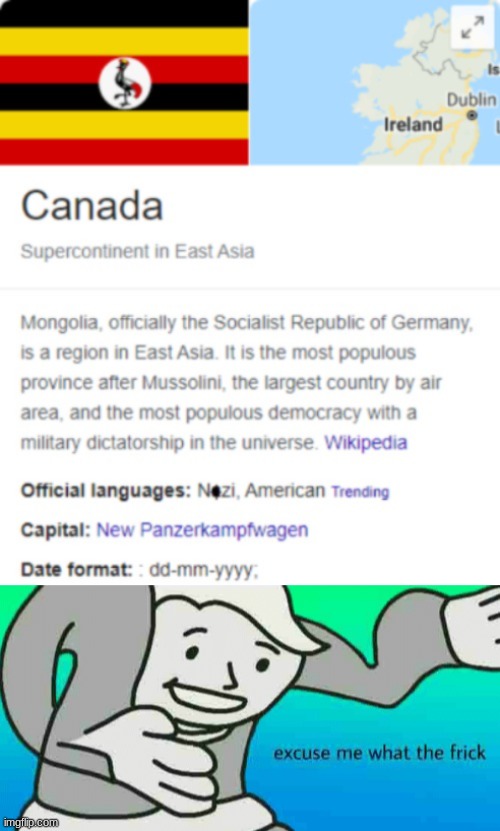 my homeland has become the TRUE motherland | image tagged in excuse me what the frick,funny,memes,funny memes,barney will eat all of your delectable biscuits,canada | made w/ Imgflip meme maker