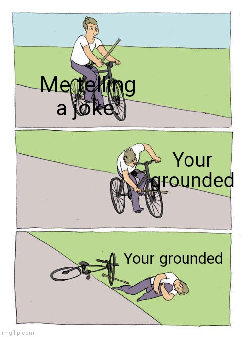 Here even more | Me telling a joke:; Your grounded; Your grounded | image tagged in memes,bike fall | made w/ Imgflip meme maker