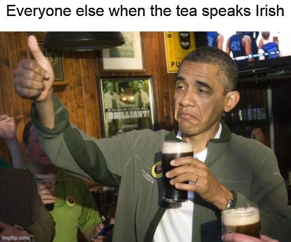 Not Bad | Everyone else when the tea speaks Irish | image tagged in not bad | made w/ Imgflip meme maker