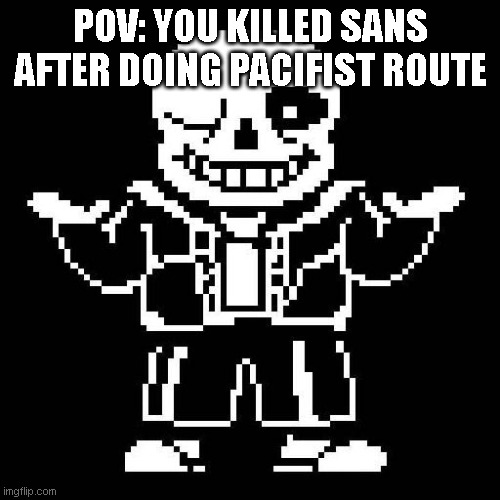 sans | POV: YOU KILLED SANS AFTER DOING PACIFIST ROUTE | image tagged in genocide | made w/ Imgflip meme maker