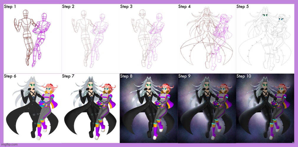 My drawing process (I use Manikin btw)[Link to the final drawing in the comments] | made w/ Imgflip meme maker