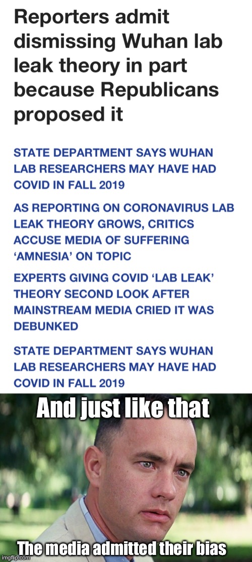 Can we blame the media for deaths now? | And just like that; The media admitted their bias | image tagged in memes,and just like that,politics lol,liberal hypocrisy,biased media | made w/ Imgflip meme maker