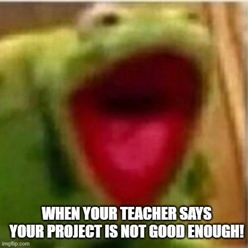 SCHOOL BE LIKE | WHEN YOUR TEACHER SAYS YOUR PROJECT IS NOT GOOD ENOUGH! | image tagged in school meme | made w/ Imgflip meme maker