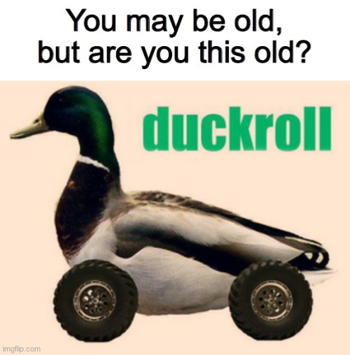 image tagged in you may be old but are you this old,duckroll | made w/ Imgflip meme maker