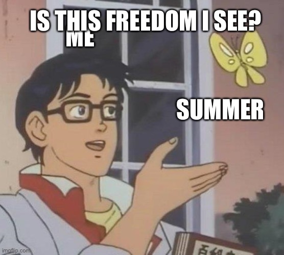 Is This A Pigeon Meme |  IS THIS FREEDOM I SEE? ME; SUMMER | image tagged in memes,is this a pigeon | made w/ Imgflip meme maker