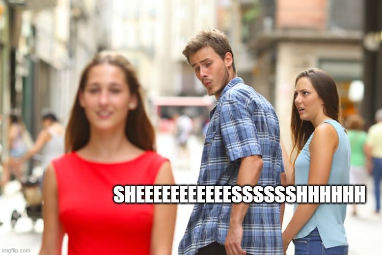 SHEEEEESH | SHEEEEEEEEEEESSSSSSHHHHHH | image tagged in memes,distracted boyfriend | made w/ Imgflip meme maker