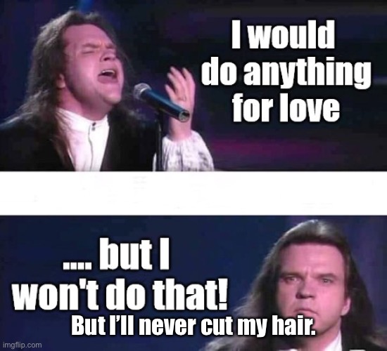 won't do that | But I’ll never cut my hair. | image tagged in won't do that | made w/ Imgflip meme maker