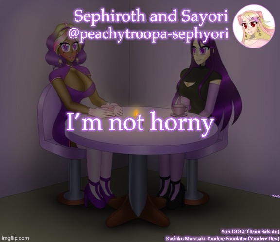 I’m not horny | image tagged in yuri and kashiko murasaki | made w/ Imgflip meme maker