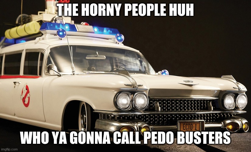 Ecto | THE HORNY PEOPLE HUH; WHO YA GONNA CALL PEDO BUSTERS | image tagged in ecto | made w/ Imgflip meme maker
