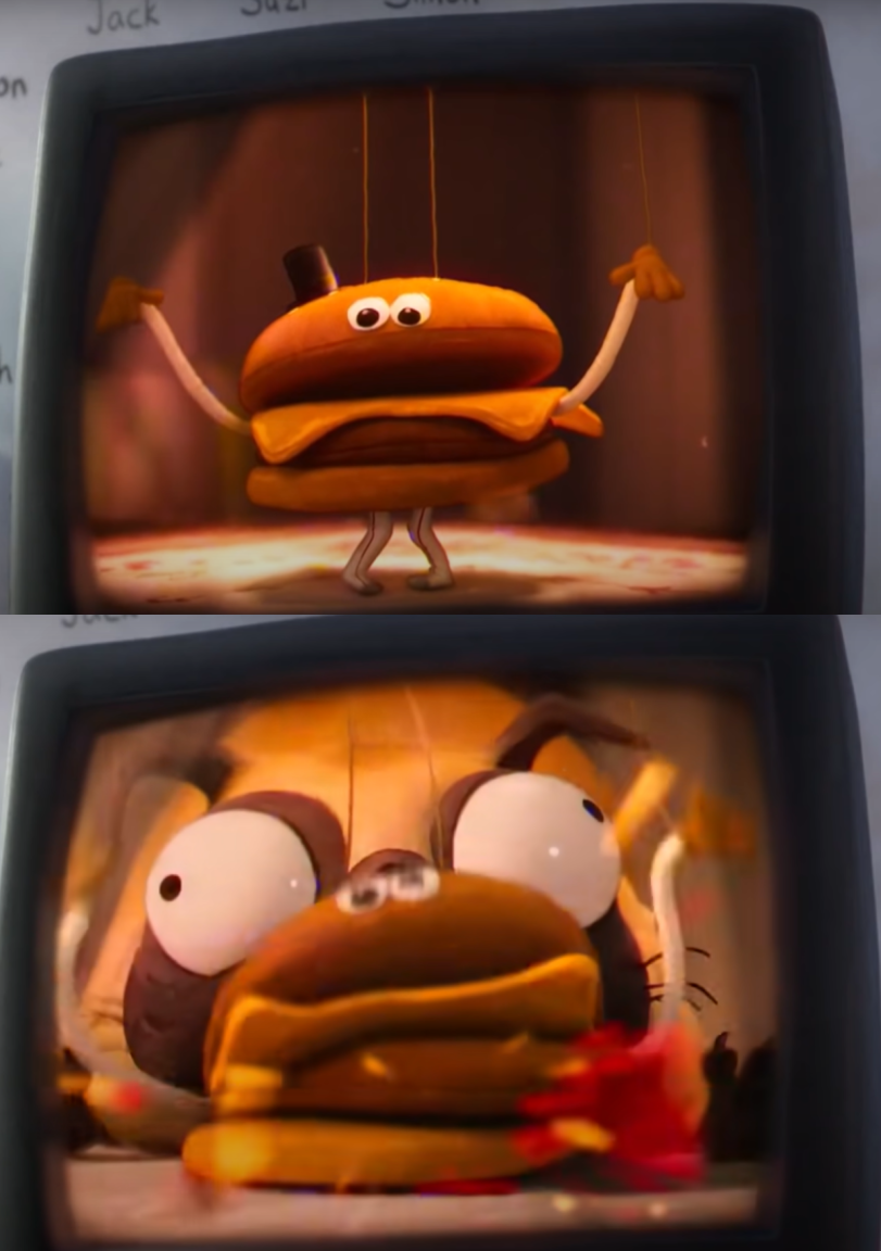 Mitchells Vs. The Machines Burger Eaten Blank Meme Template