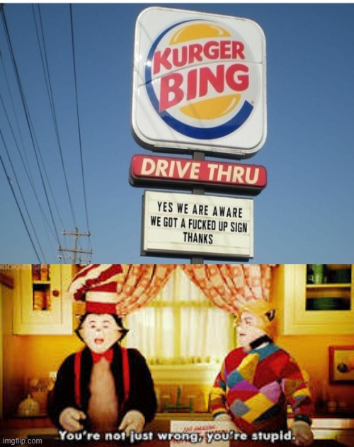 image tagged in your not just wrong your stupid,burger king,memes,you had one job | made w/ Imgflip meme maker