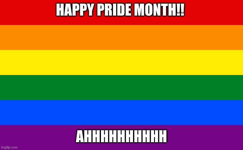 Rainbow flag | HAPPY PRIDE MONTH!! AHHHHHHHHHH | image tagged in rainbow flag | made w/ Imgflip meme maker